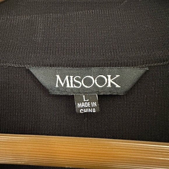 MISOOK Embroidered One Button Knit Suit Jacket Black Shoulder Padded - Picture 7 of 9